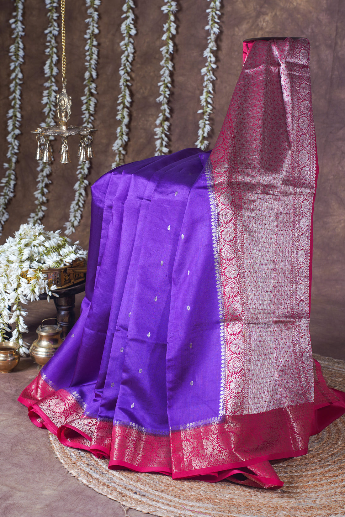 Purple Handloom Pure Silk Banarasi Saree