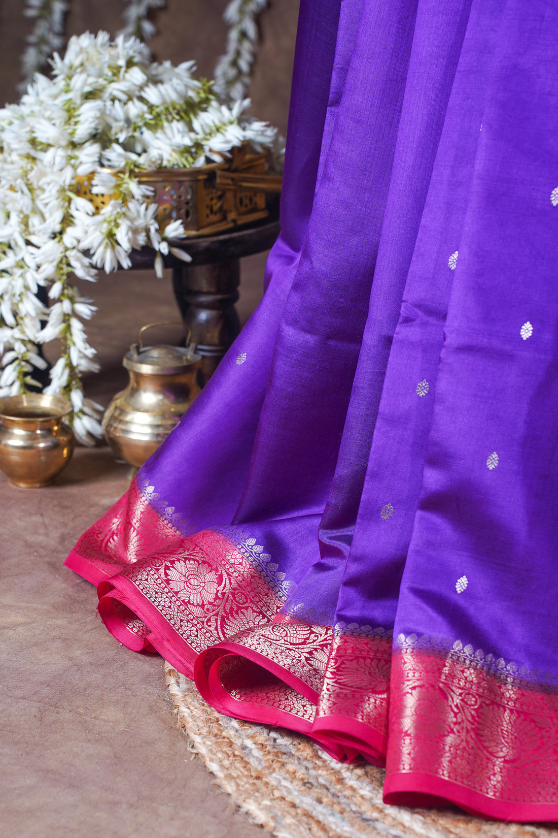 Purple Handloom Pure Silk Banarasi Saree