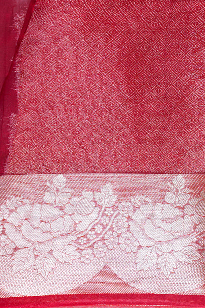 Crimson Red Banarasi Pure Tissue Silk Saree