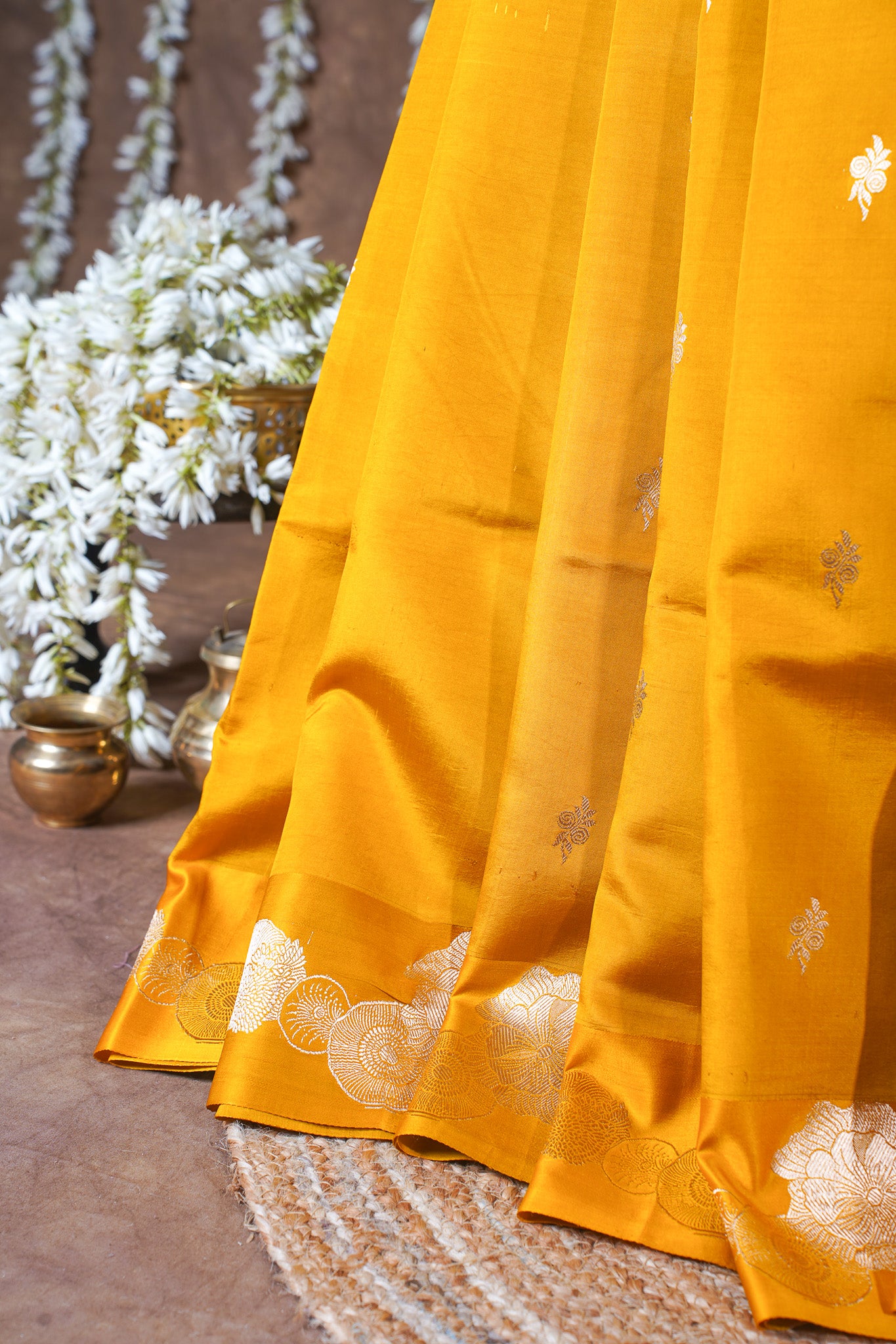 Golden Mustard Handloom Pure Silk Banarasi Saree