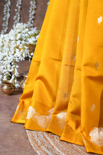 Golden Mustard Handloom Pure Silk Banarasi Saree