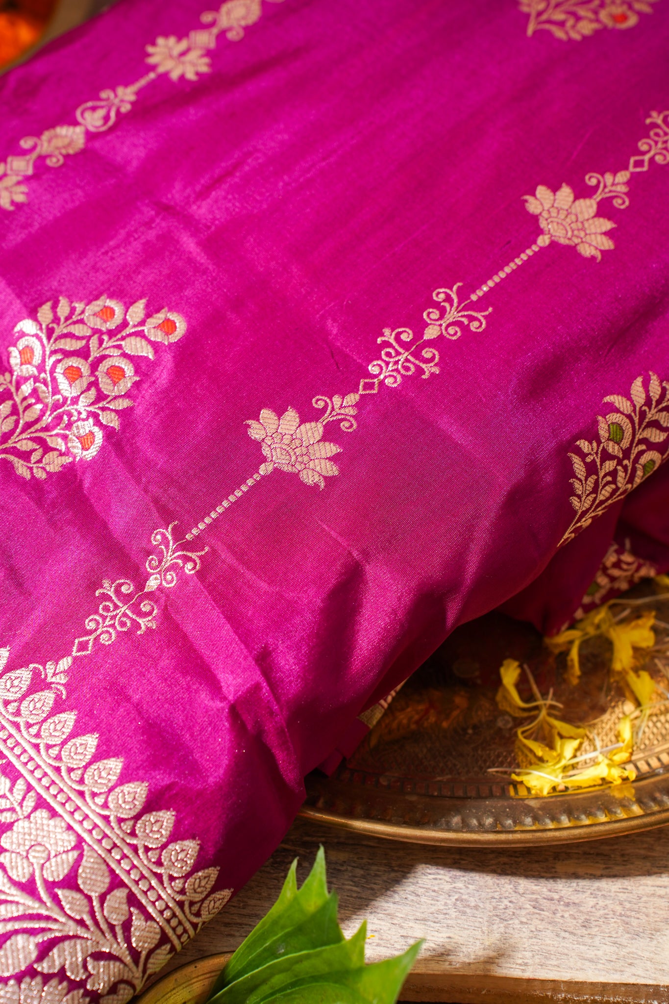 Rani Pink Banarasi Pure Katan Silk Minakari Saree
