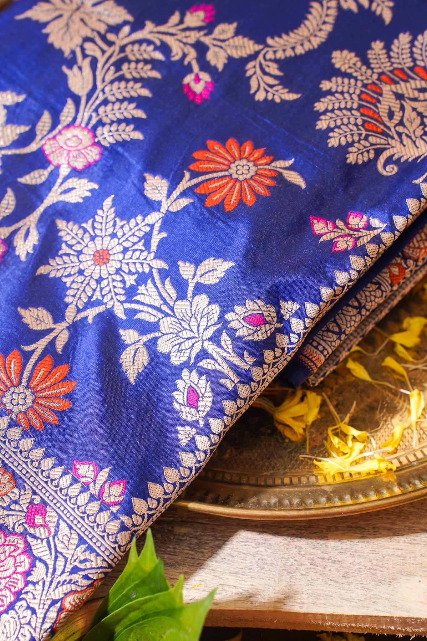 Royal Blue Banarasi Pure Katan Silk Minakari Jaal Saree