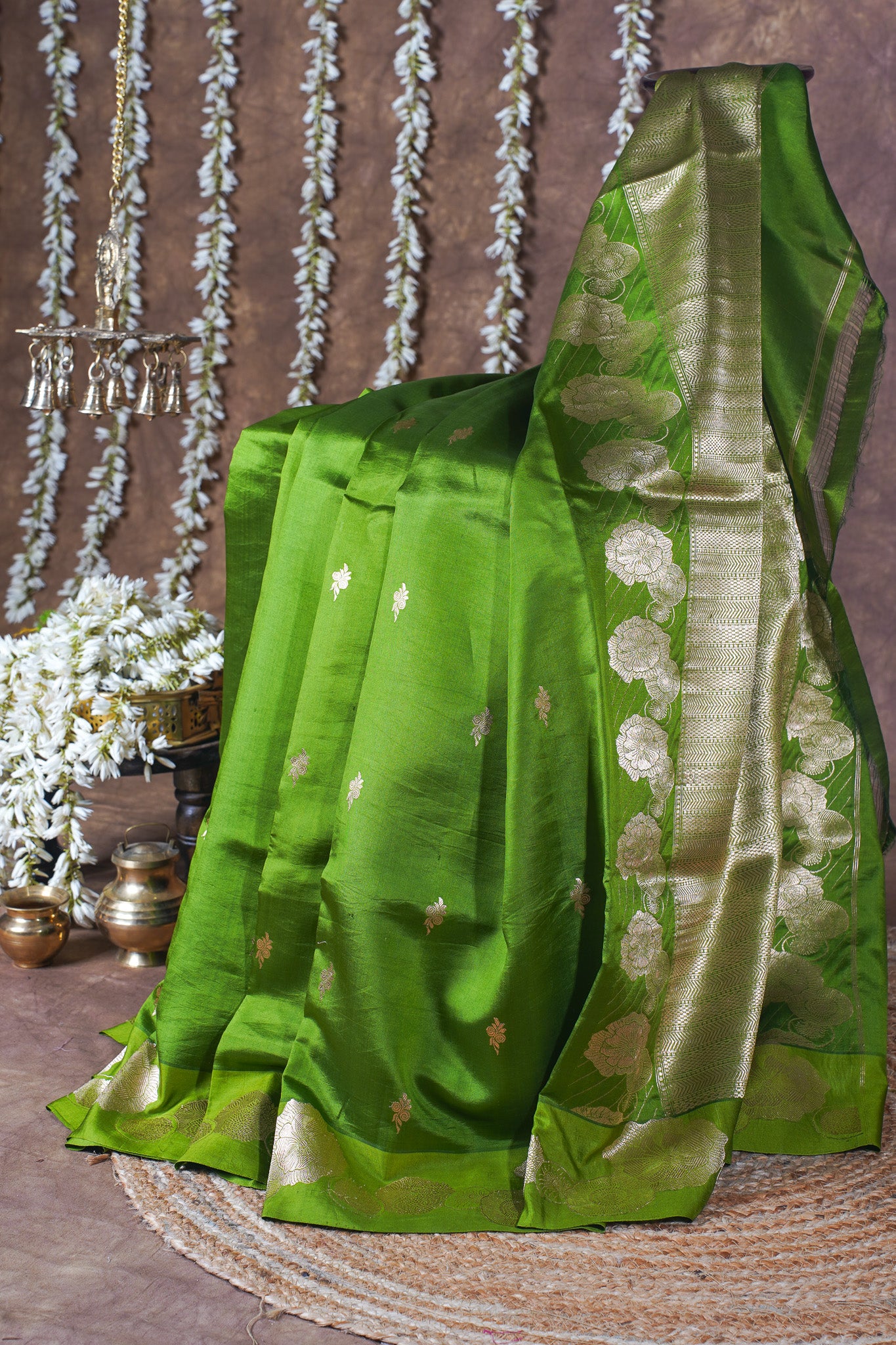 Green Handloom Pure Silk Banarasi Saree