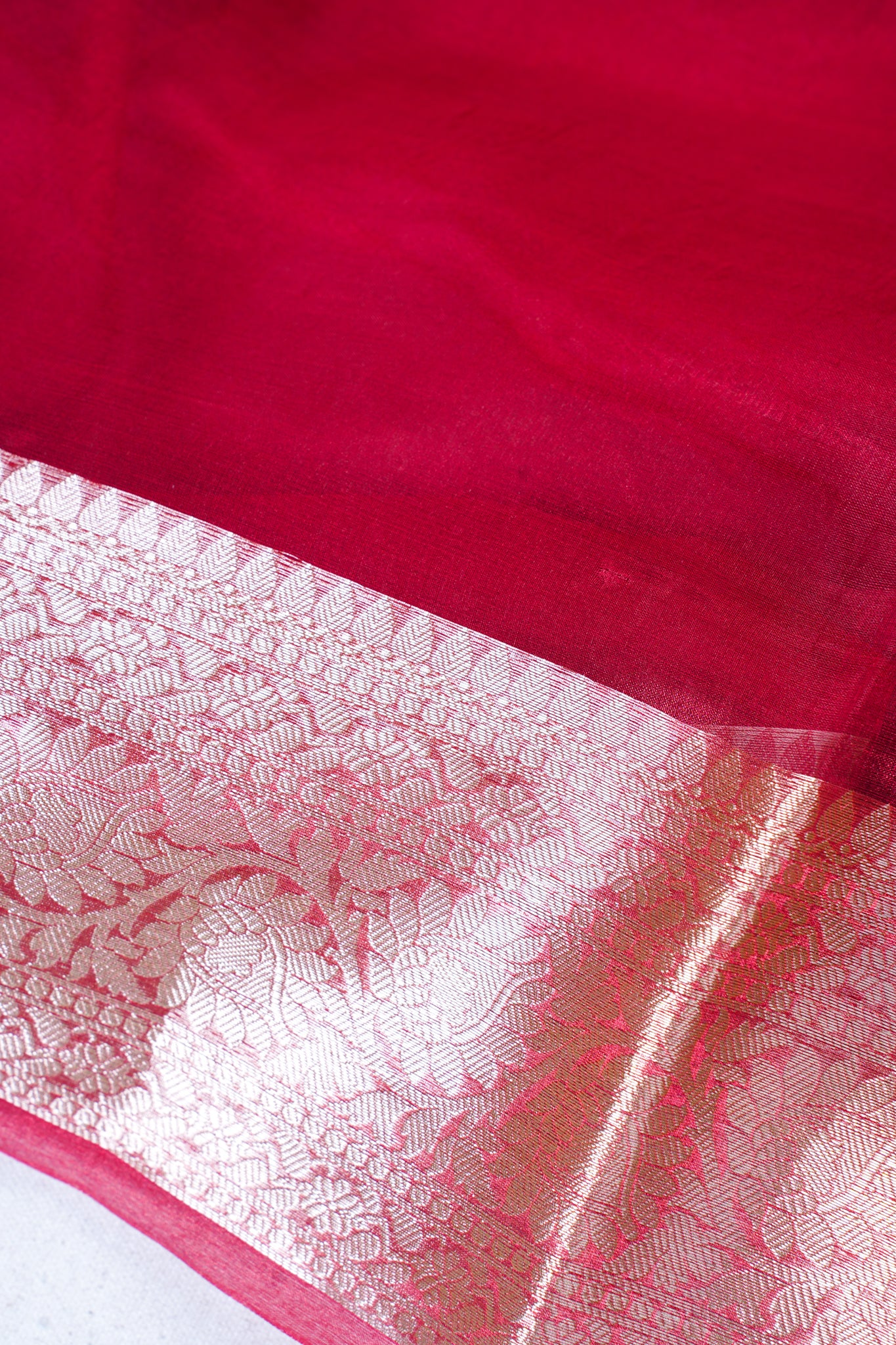 Rani Pink Banarasi Pure Tissue Silk Saree