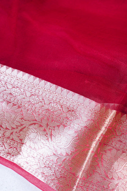 Rani Pink Banarasi Pure Tissue Silk Saree