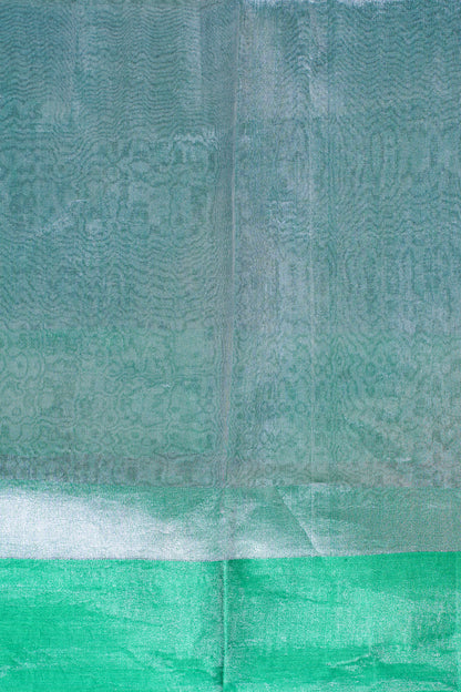 Emerald Green Banarasi Tissue Saree with Satin Border