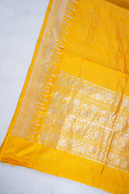 Golden Yellow Mango Silk Handwoven Saree
