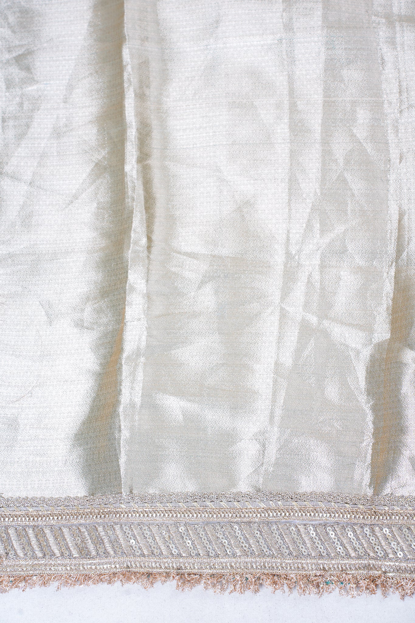 Mint Green Banarasi Pure Tissue Silk Saree with Sequined Lace Border