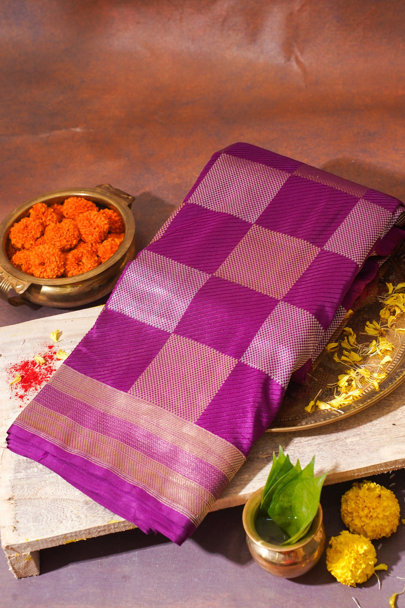 Magenta Banarasi Pure Katan Silk Minakari Brocade Saree