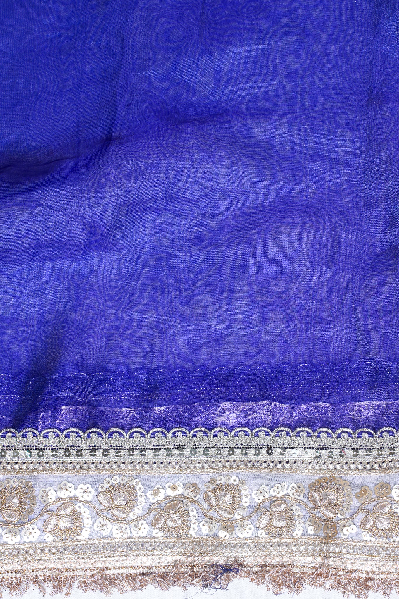 Royal Blue Banarasi Pure Tissue Silk Saree with Sequined Lace Border