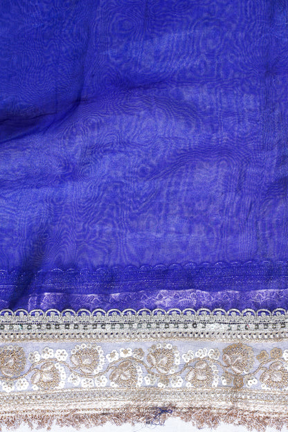 Royal Blue Banarasi Pure Tissue Silk Saree with Sequined Lace Border
