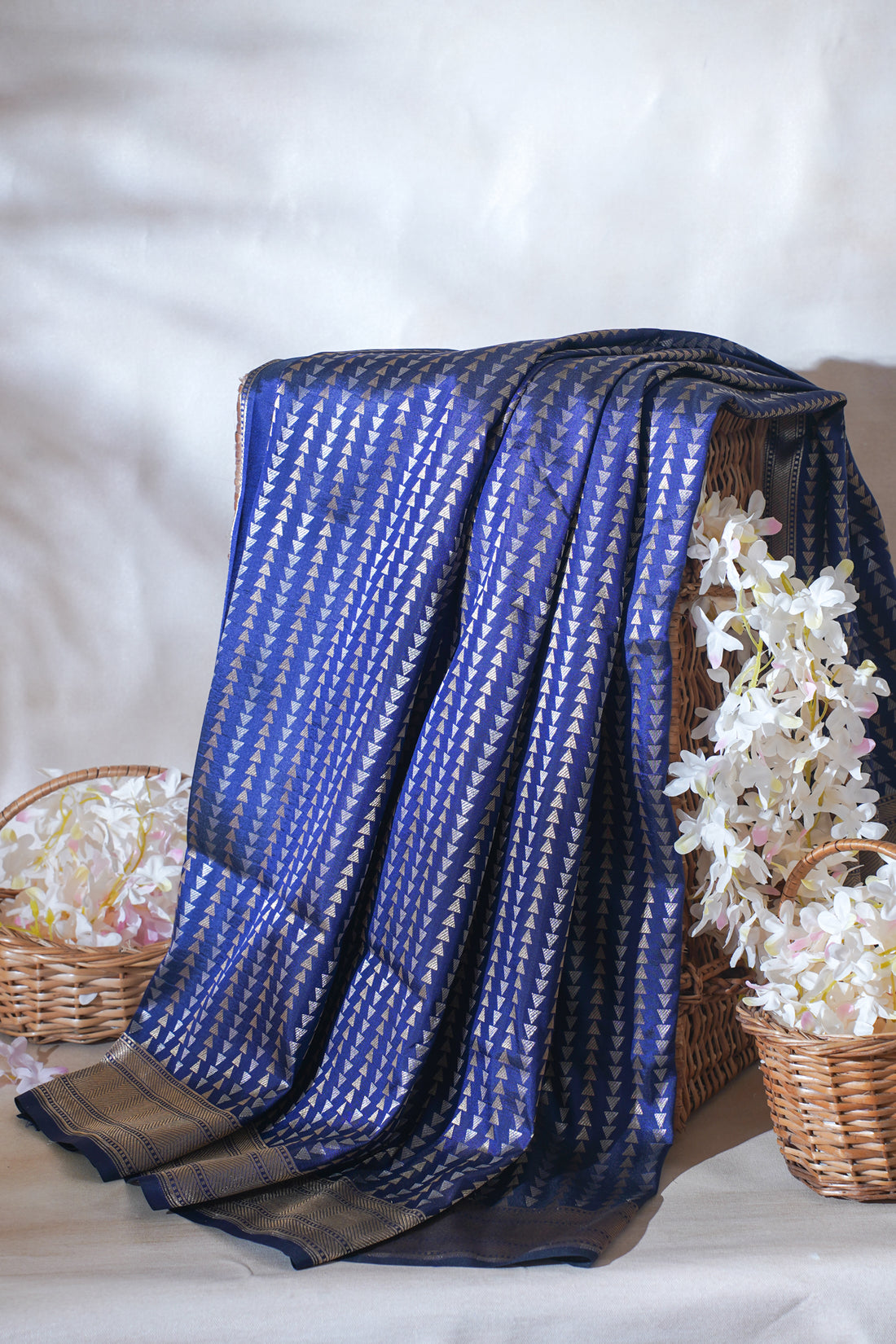 Navy Blue Pure Brocade Sona Rupa Saree