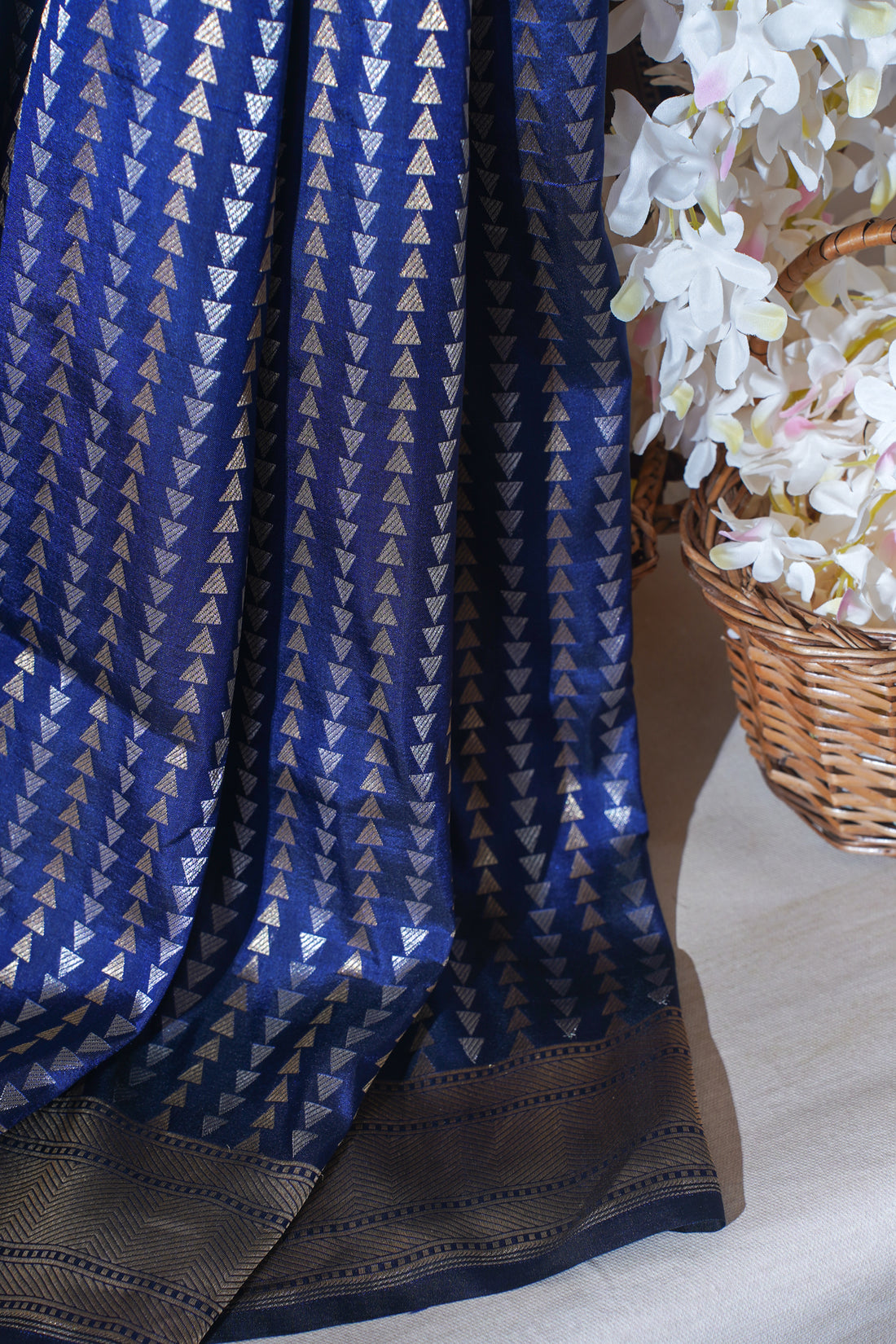 Navy Blue Pure Brocade Sona Rupa Saree