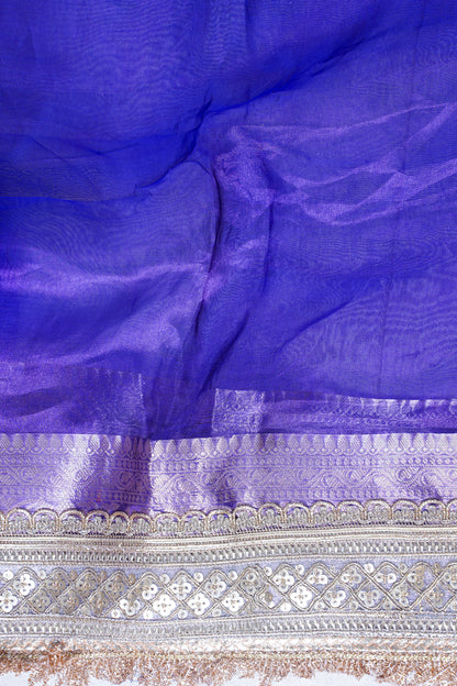 Royal Purple Banarasi Pure Tissue Silk Saree with Sequined Lace Border