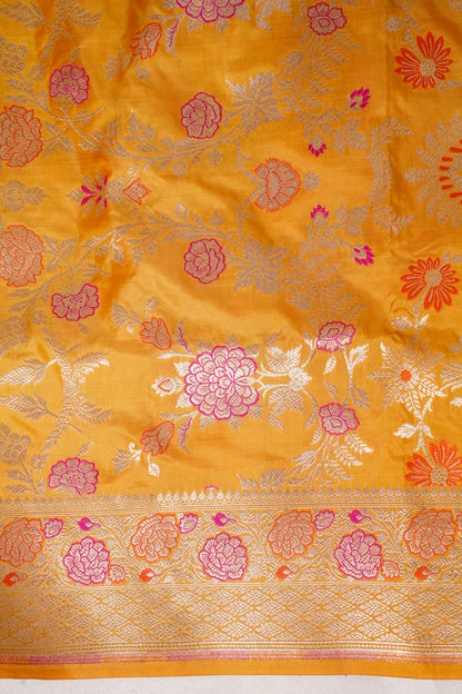Haldi Yellow Banarasi Pure Katan Silk Minakari Jaal Saree