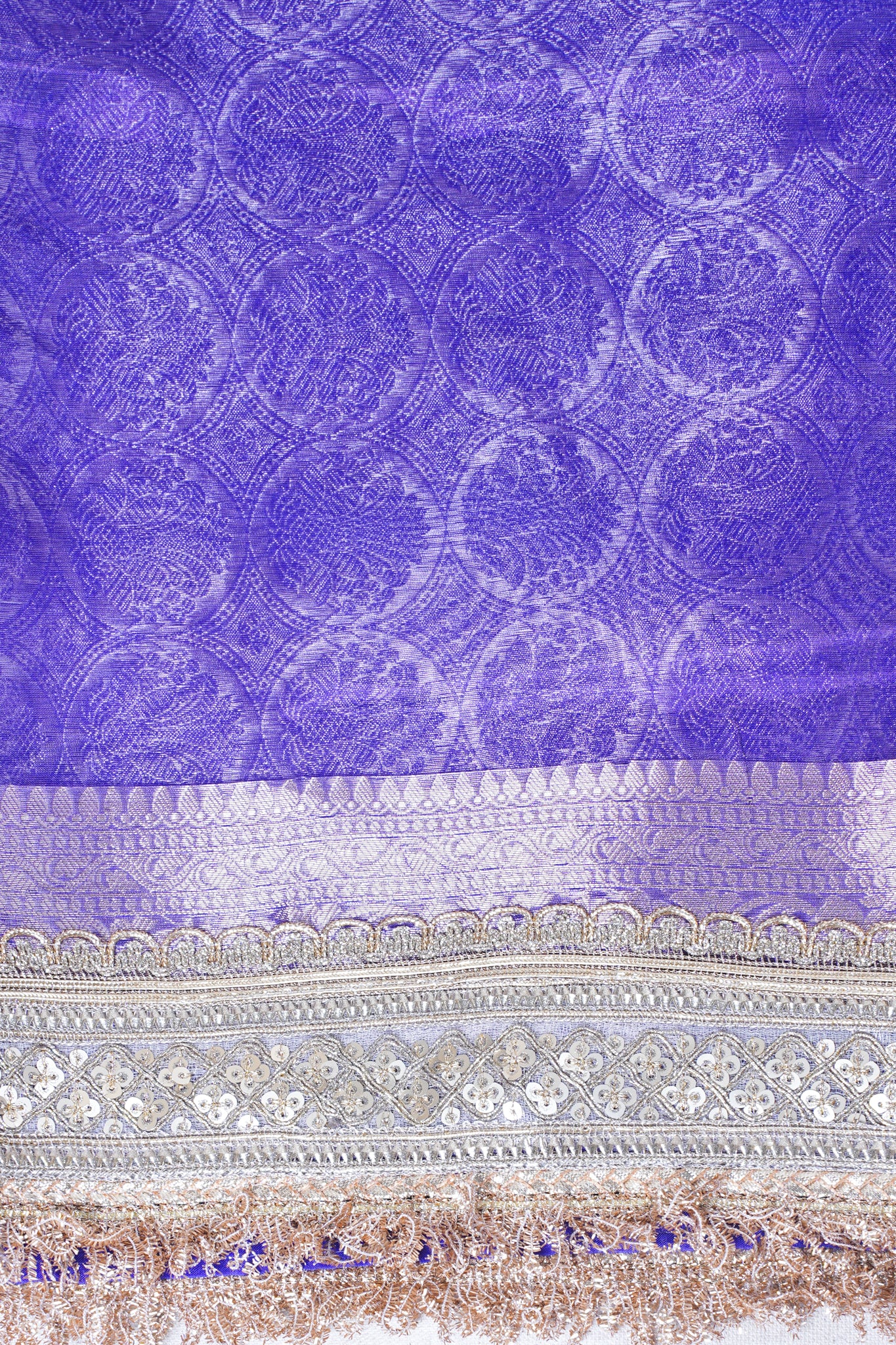 Royal Purple Banarasi Pure Tissue Silk Saree with Sequined Lace Border