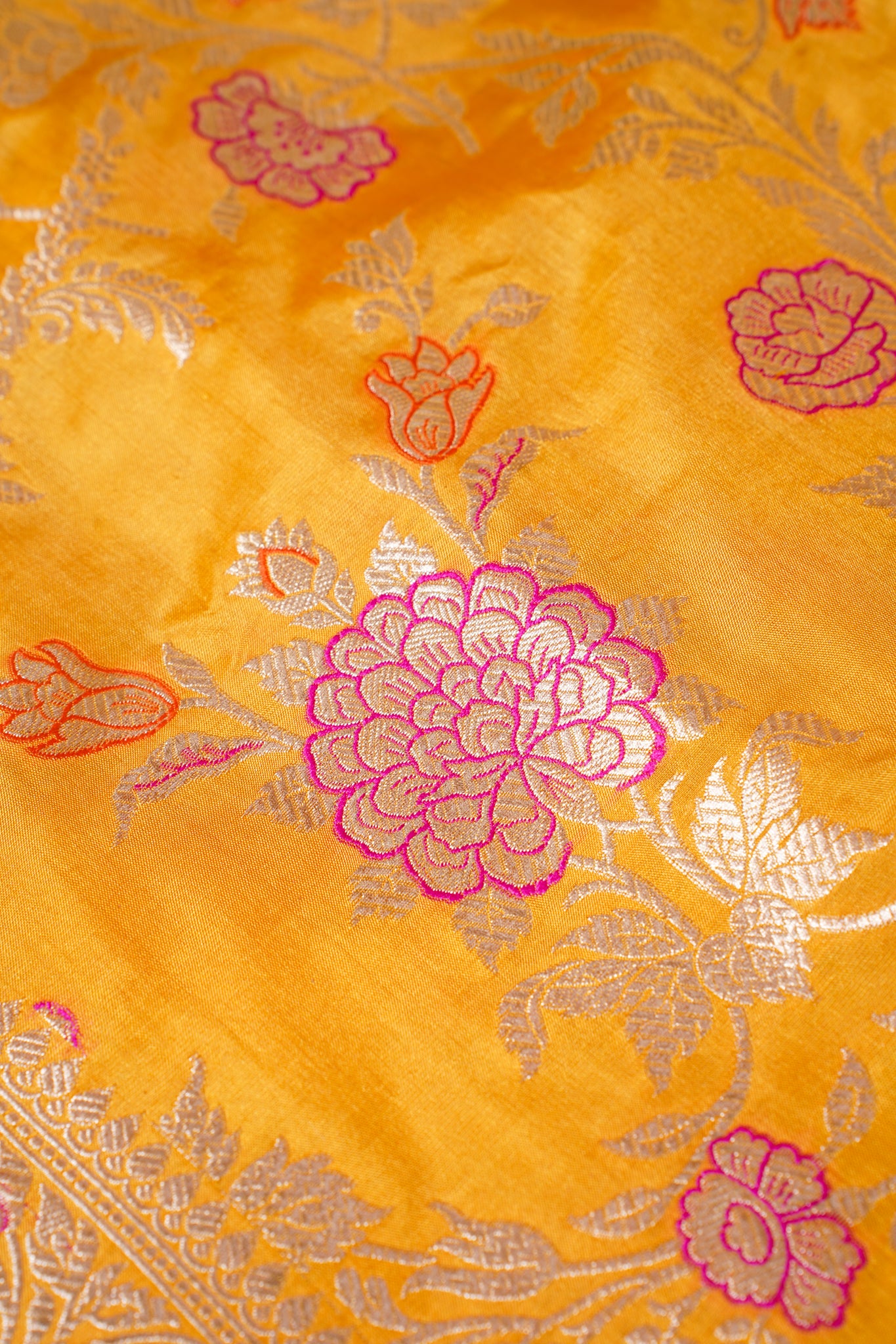 Haldi Yellow Banarasi Pure Katan Silk Minakari Jaal Saree