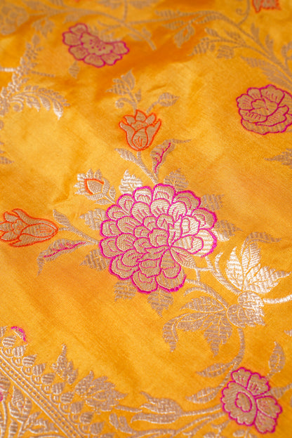 Haldi Yellow Banarasi Pure Katan Silk Minakari Jaal Saree