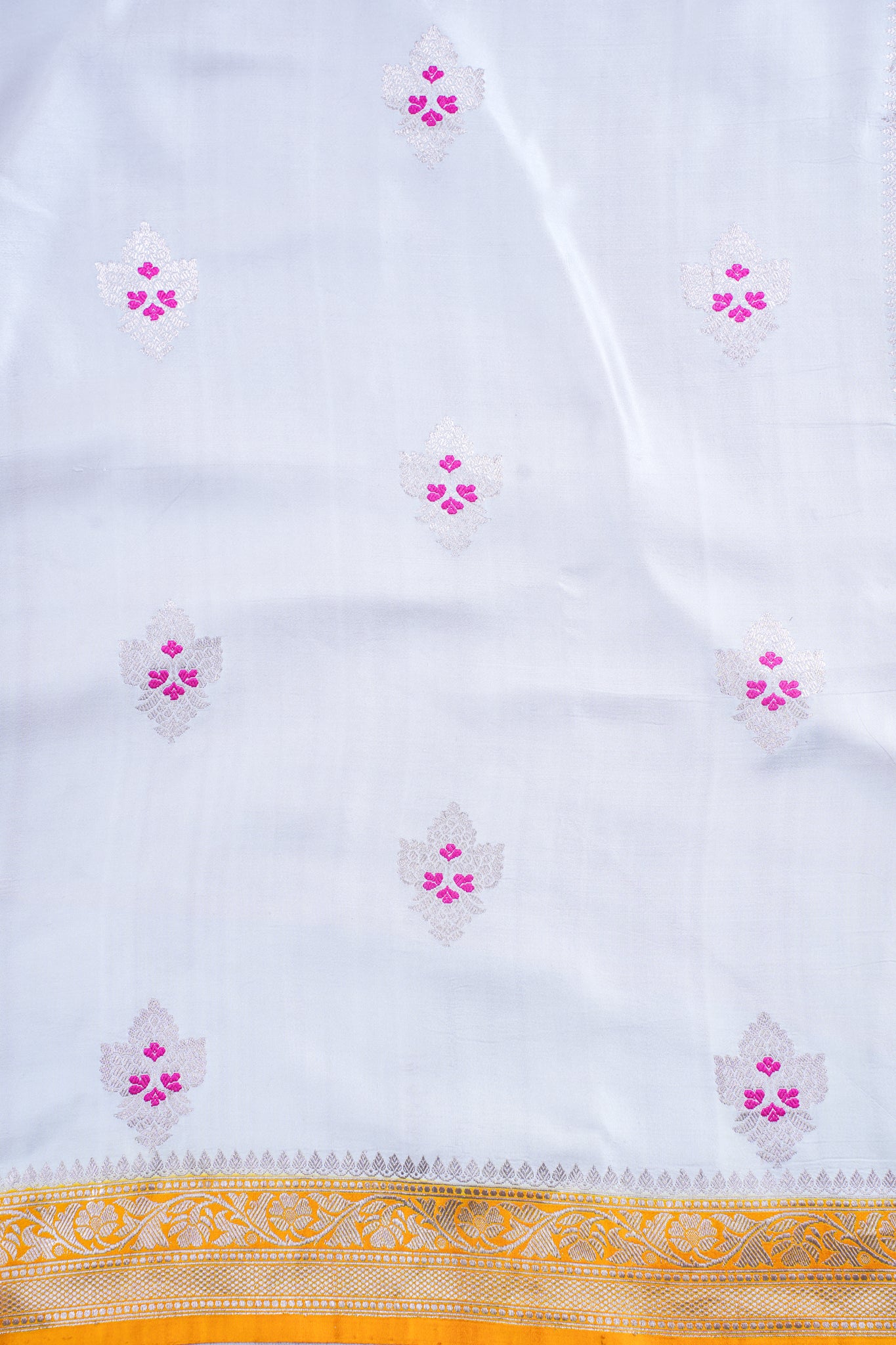 White Handloom Banarasi Mashru Katan silk saree