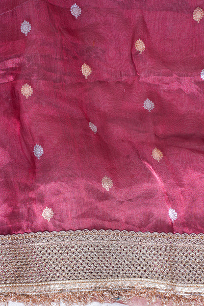 Banarasi Pure Tissue Silk Saree with Handcrafted Lace Border