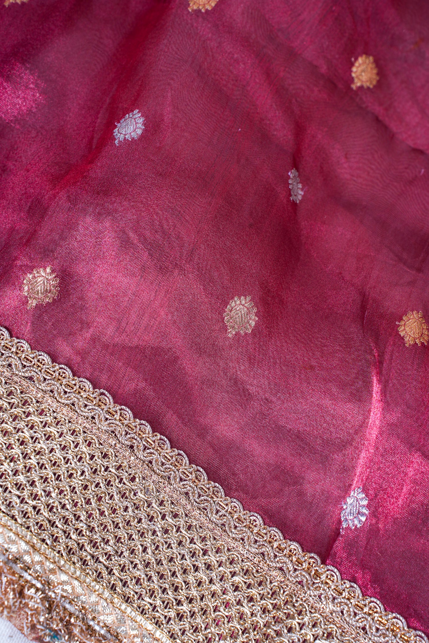 Banarasi Pure Tissue Silk Saree with Handcrafted Lace Border