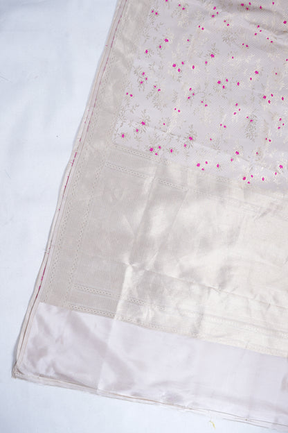 Ivory Pure Brocade Minakaari Saree