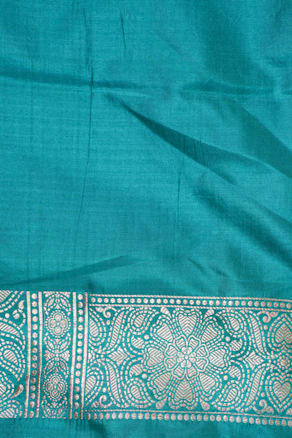 Turquoise Blue Banarasi Pure Katan Silk Jaal Saree