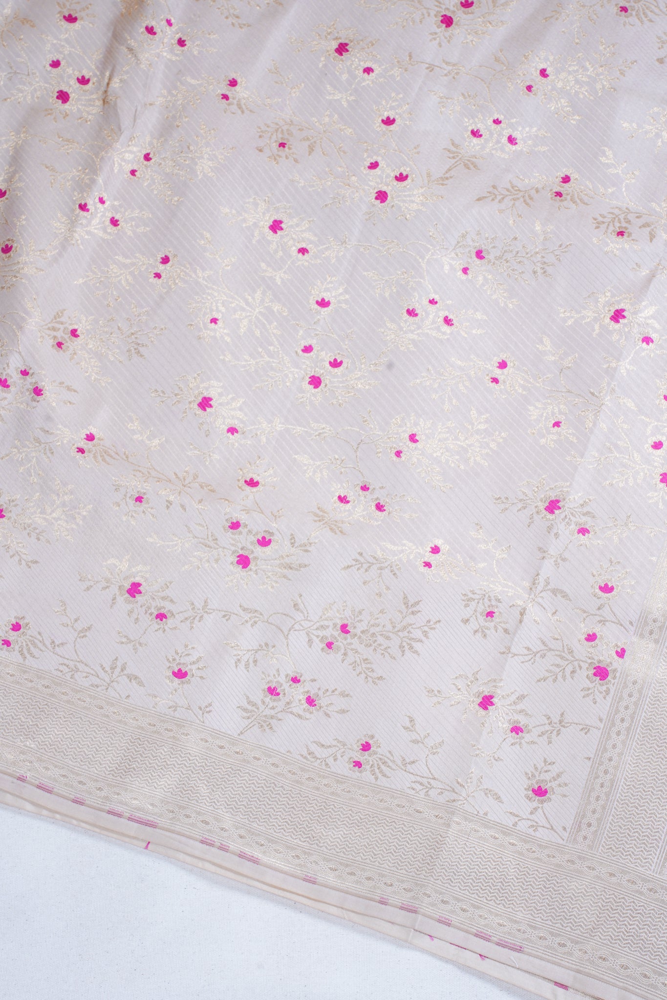 Ivory Pure Brocade Minakaari Saree