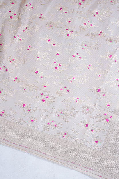 Ivory Pure Brocade Minakaari Saree