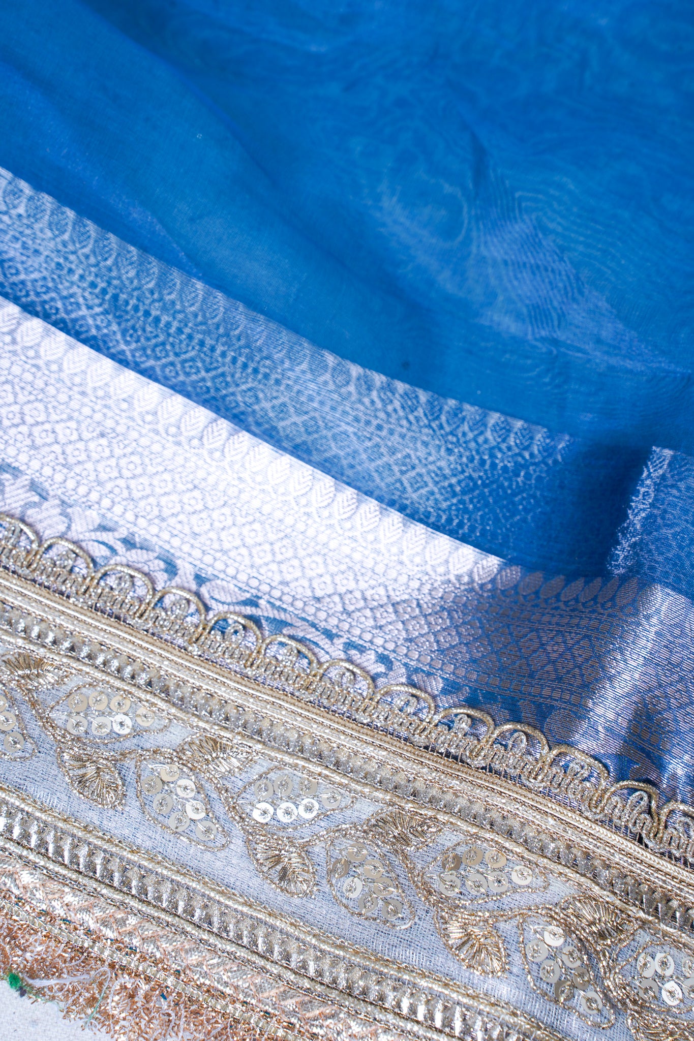 Royal Blue Banarasi Pure Tissue Silk Saree with Lace Border
