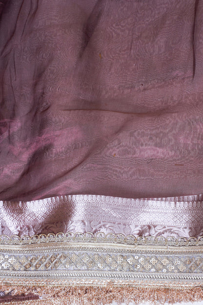 Banarasi Pure Tissue Silk Saree with Sequined Lace Border