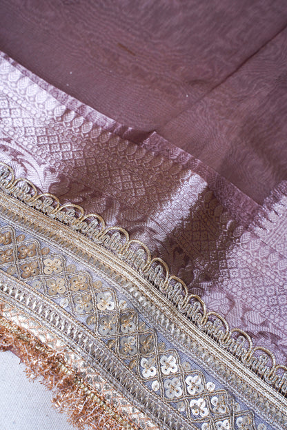 Banarasi Pure Tissue Silk Saree with Sequined Lace Border