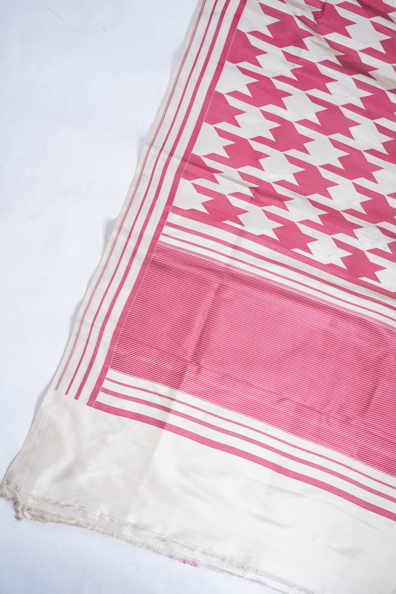 Maroon And Cream Pure Brocade Saree