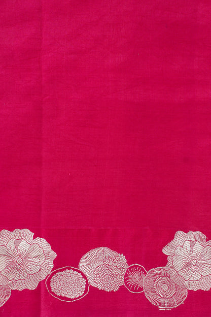 Rani Pink Handloom Pure Silk Banarasi Saree
