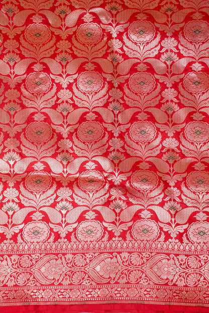 Red Banarasi Pure Katan Silk Minakari Brocade Saree