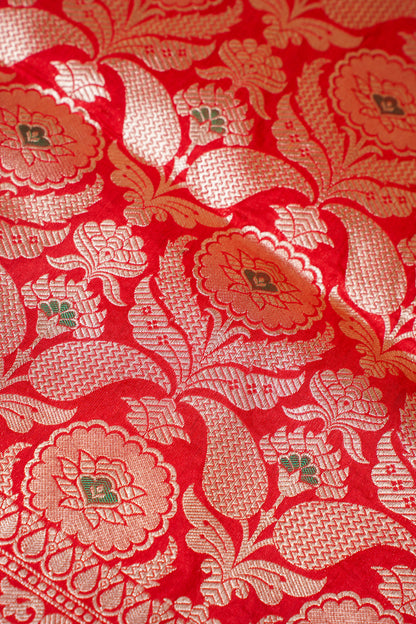 Red Banarasi Pure Katan Silk Minakari Brocade Saree