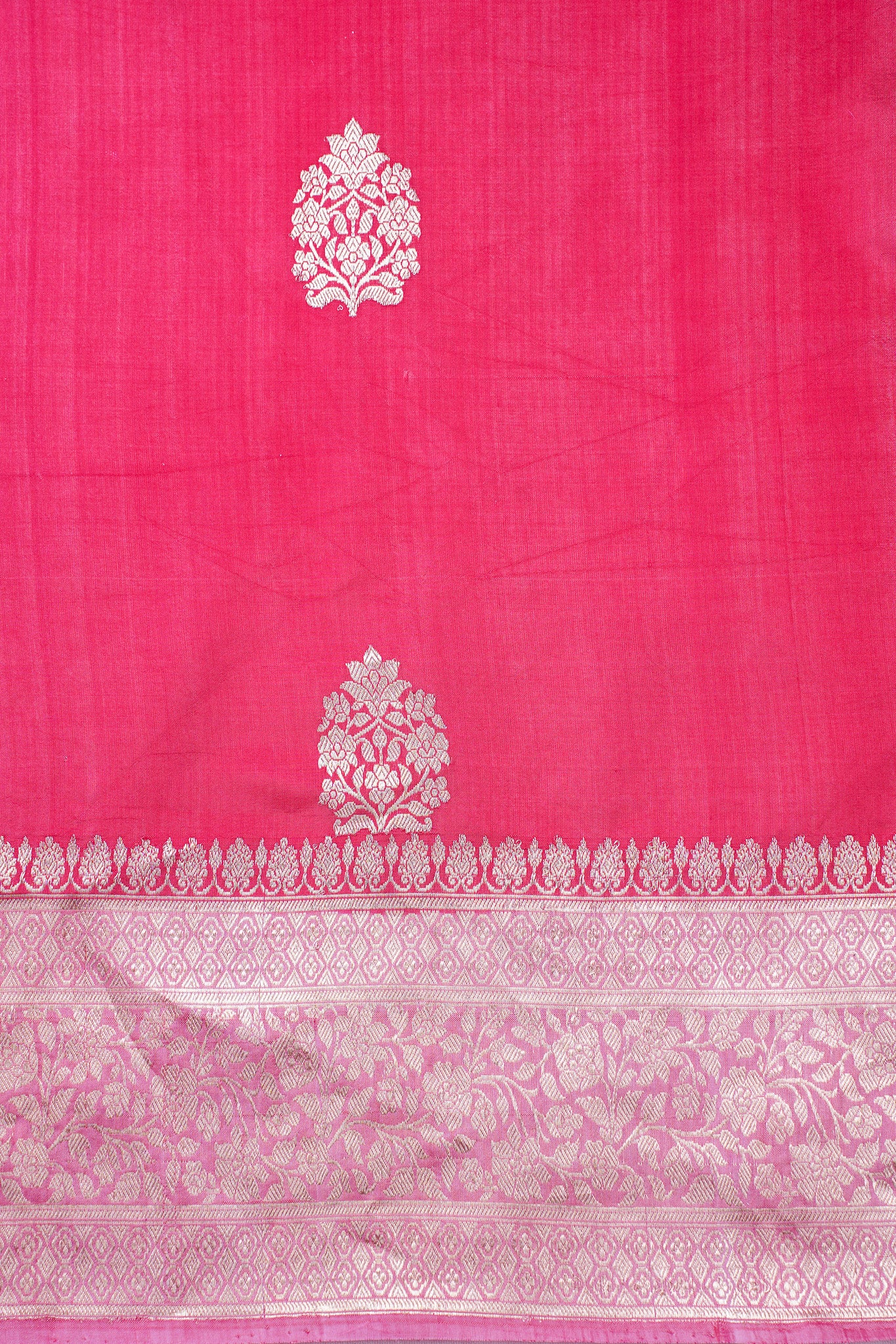 Rani Pink Handloom Pure Silk Banarasi Saree