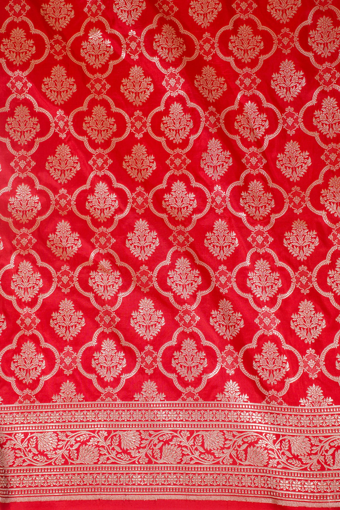 Rani Pink Banarasi Pure Katan Silk Jaal Saree