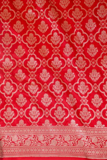 Rani Pink Banarasi Pure Katan Silk Jaal Saree