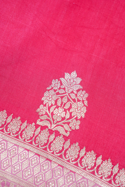 Rani Pink Handloom Pure Silk Banarasi Saree