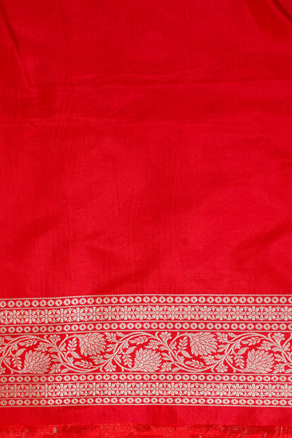 Rani Pink Banarasi Pure Katan Silk Jaal Saree