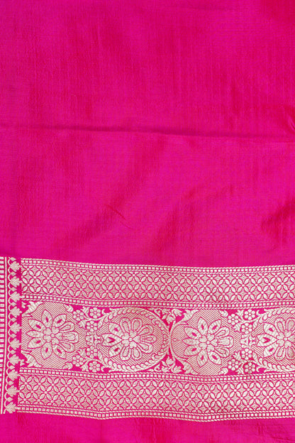 Rani Pink Banarasi Pure Katan Silk Jaal Saree