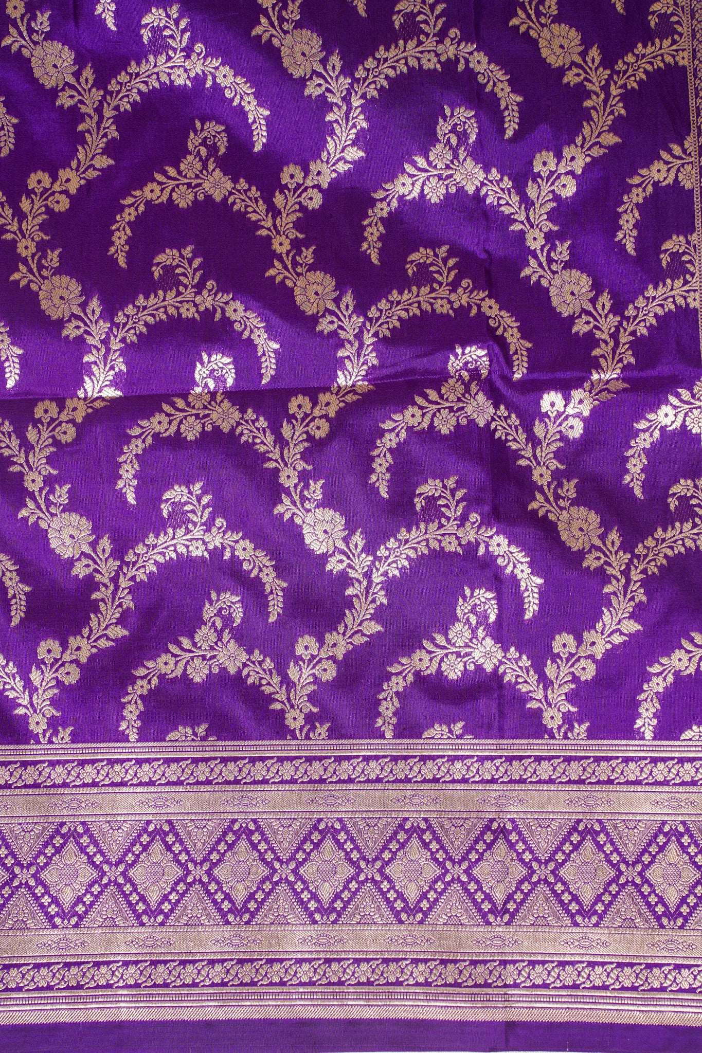 Purple Banarasi Pure Katan Silk Jaal Saree