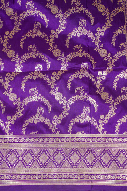 Purple Banarasi Pure Katan Silk Jaal Saree
