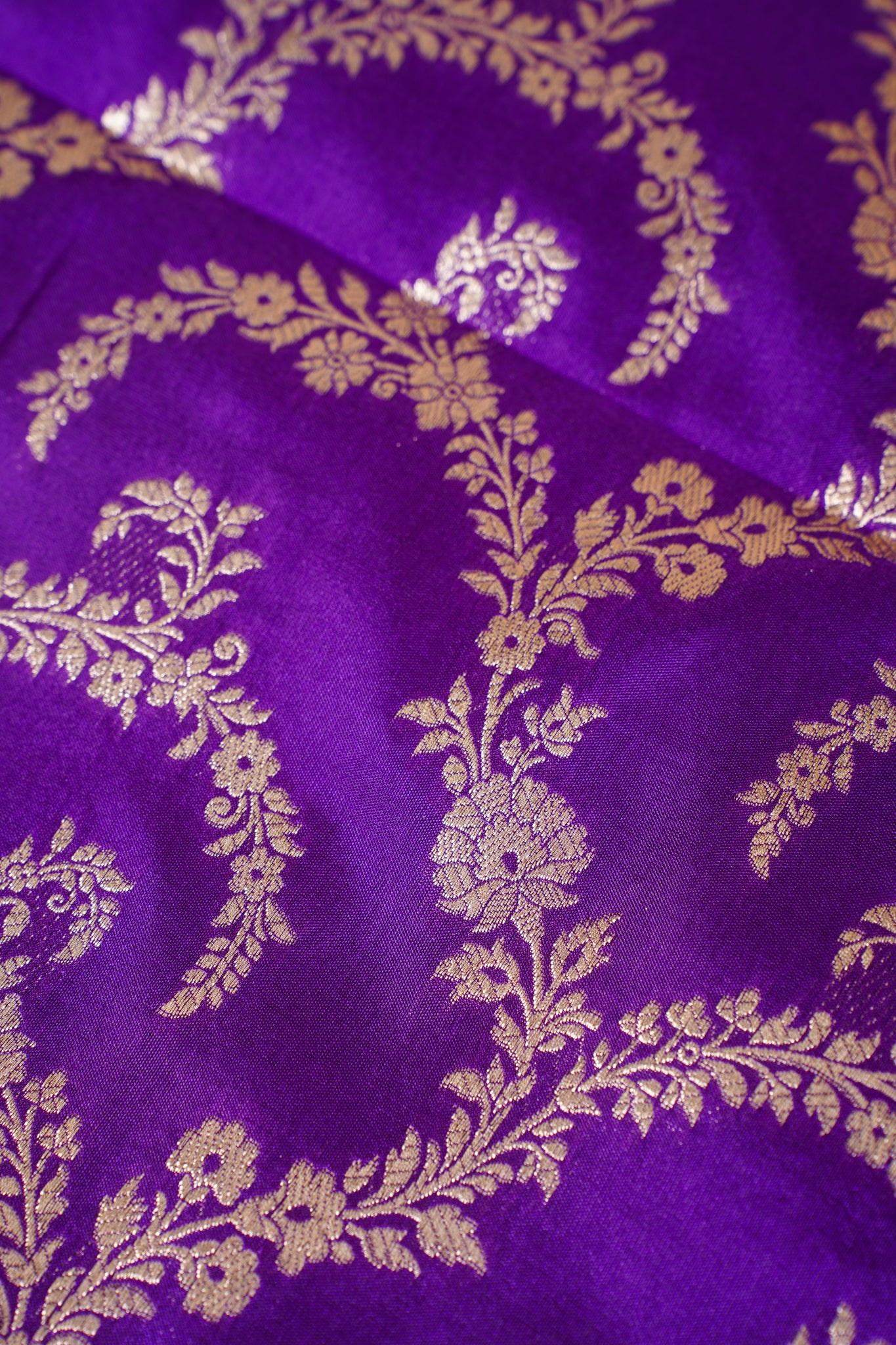 Purple Banarasi Pure Katan Silk Jaal Saree