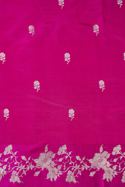 Magenta Pink Handloom Pure Silk Banarasi Saree