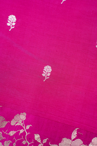 Magenta Pink Handloom Pure Silk Banarasi Saree
