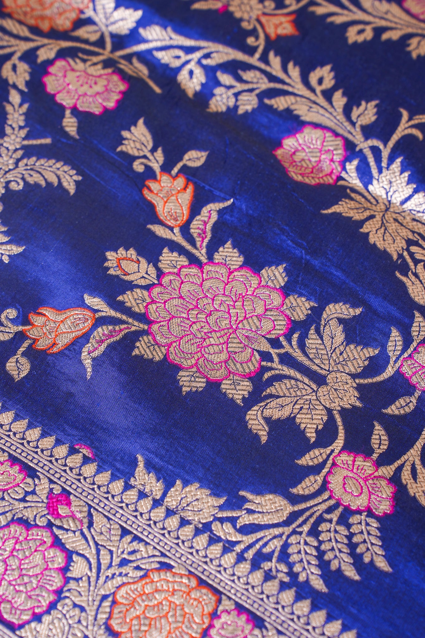 Royal Blue Banarasi Pure Katan Silk Minakari Jaal Saree