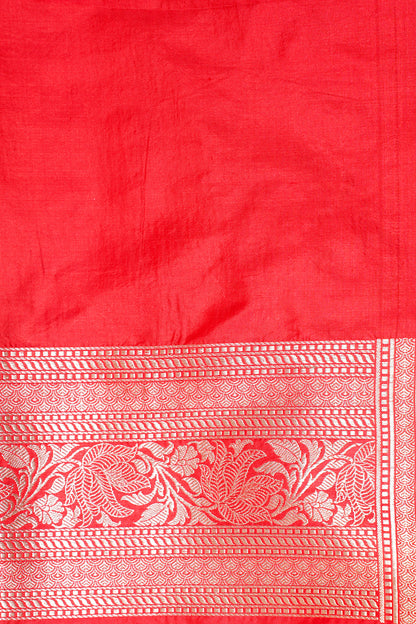 Red Banarasi Pure Katan Silk Jaal Saree